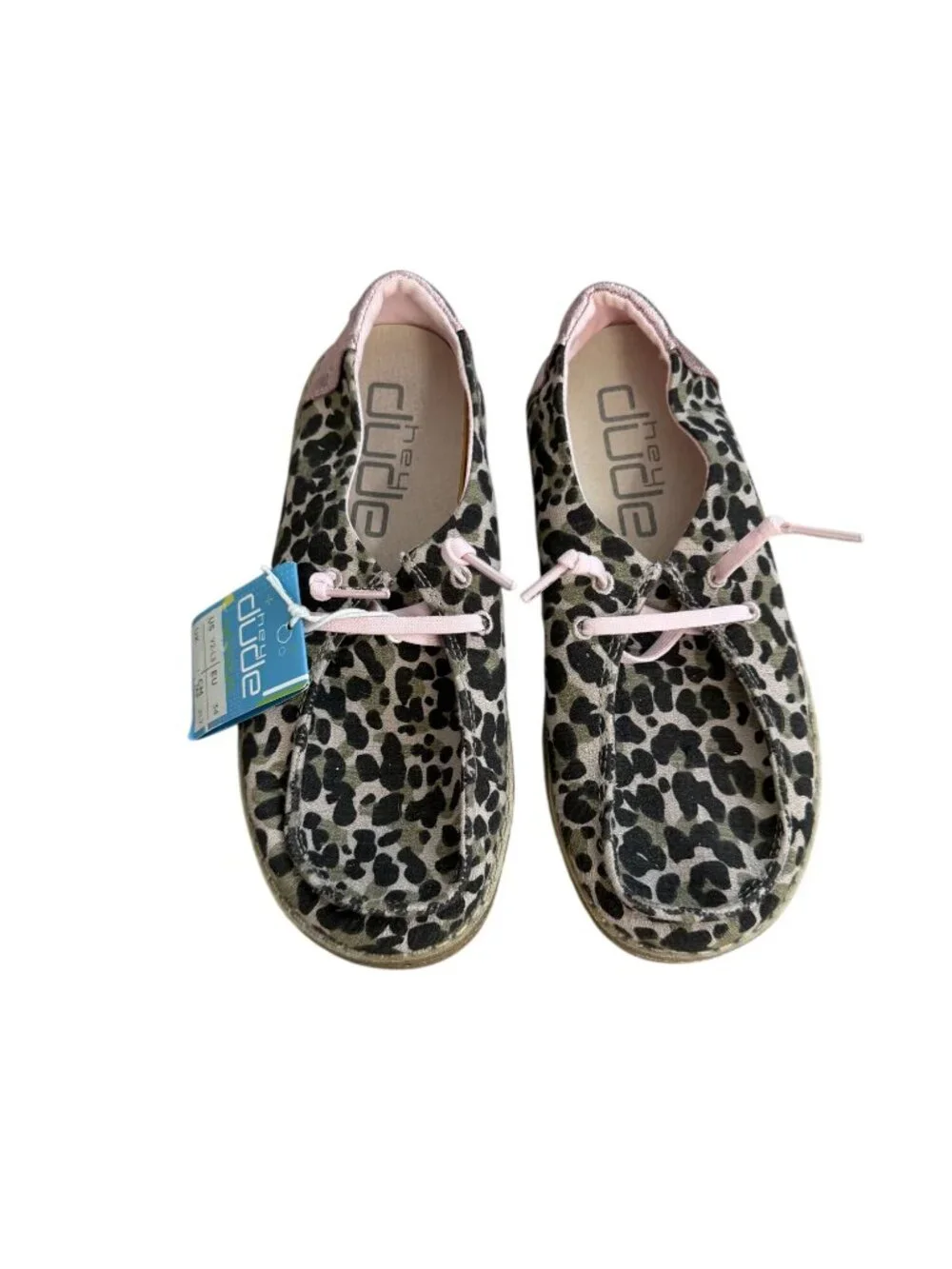 HEY DUDE Girls Leopard Print Shoes Size 2 NEW NWT